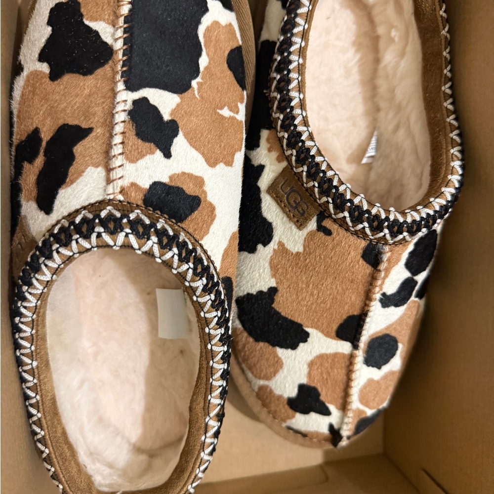 UGG Women's Slippers - Black and Brown Cow Print
